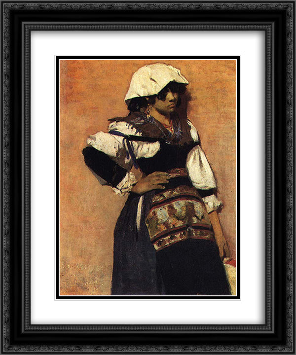 Napolitana 20x24 Black Ornate Wood Framed Art Print Poster with Double Matting by Pousao, Henrique