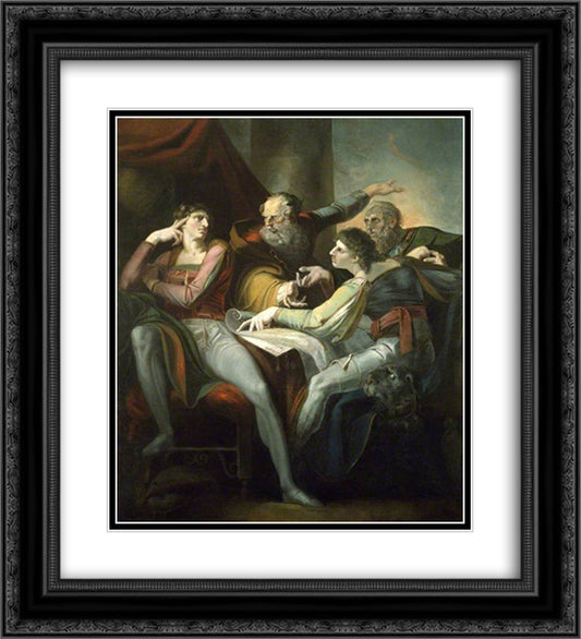 Dispute between Hotspur, Glendower, Mortimer and Worcester 20x22 Black Ornate Wood Framed Art Print Poster with Double Matting by Fuseli, Henry