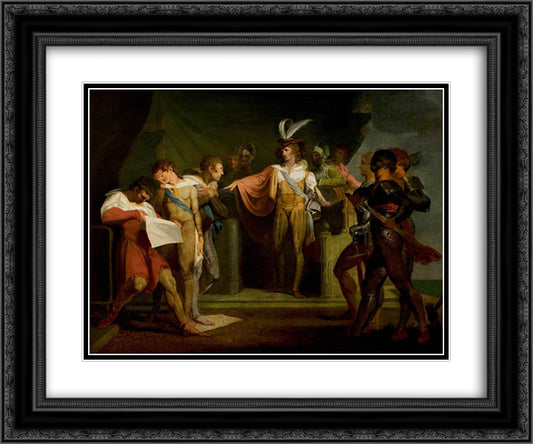 Henry V', Act II, Scene 2, Henry V Discovering the Conspirators 24x20 Black Ornate Wood Framed Art Print Poster with Double Matting by Fuseli, Henry