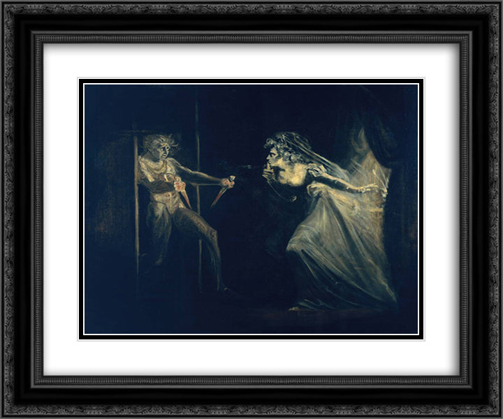 Lady Macbeth Seizing the Daggers 24x20 Black Ornate Wood Framed Art Print Poster with Double Matting by Fuseli, Henry