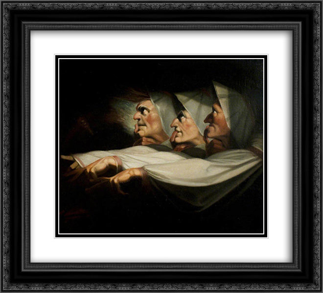 Macbeth', Act I, Scene 3, the Weird Sisters 22x20 Black Ornate Wood Framed Art Print Poster with Double Matting by Fuseli, Henry