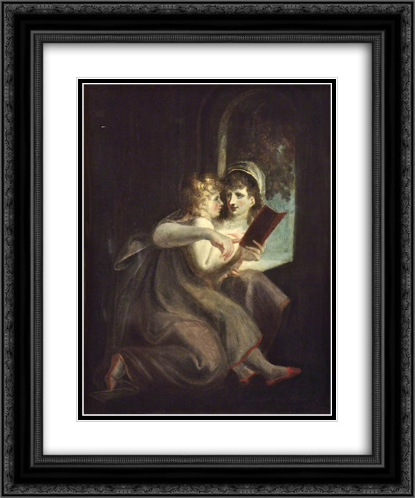 Milton When a Boy Instructed by His Mother 20x24 Black Ornate Wood Framed Art Print Poster with Double Matting by Fuseli, Henry