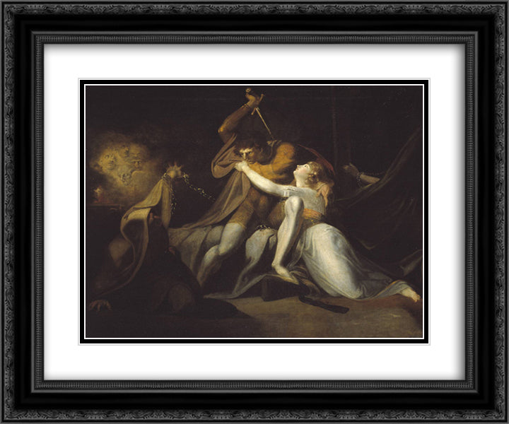 Percival Delivering Belisane from the Enchantment of Urma 24x20 Black Ornate Wood Framed Art Print Poster with Double Matting by Fuseli, Henry