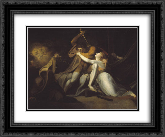 Percival Delivering Belisane from the Enchantment of Urma 24x20 Black Ornate Wood Framed Art Print Poster with Double Matting by Fuseli, Henry