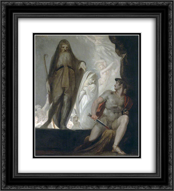 Teiresias Foretells the Future to Odysseus 20x22 Black Ornate Wood Framed Art Print Poster with Double Matting by Fuseli, Henry