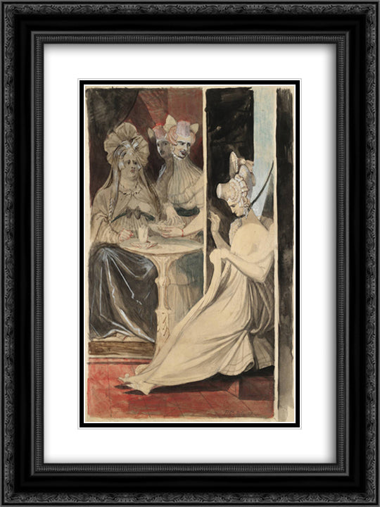 The Debutante 18x24 Black Ornate Wood Framed Art Print Poster with Double Matting by Fuseli, Henry