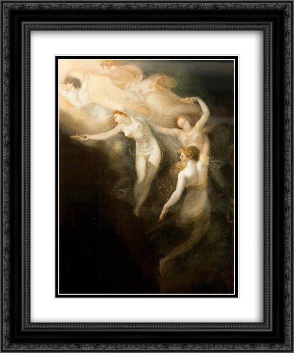 The Dream of Queen Katherine 20x24 Black Ornate Wood Framed Art Print Poster with Double Matting by Fuseli, Henry