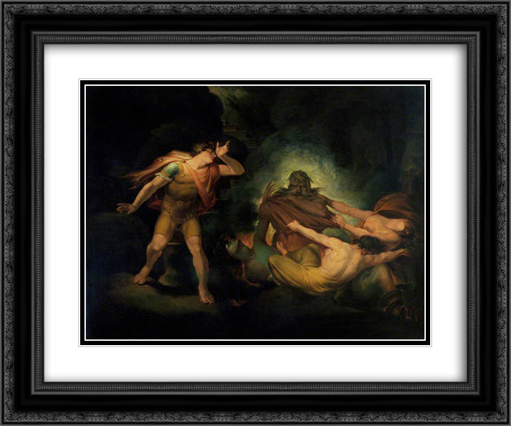 The Fire King 24x20 Black Ornate Wood Framed Art Print Poster with Double Matting by Fuseli, Henry