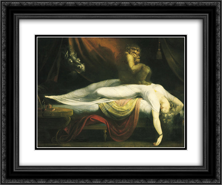 The Nightmare 24x20 Black Ornate Wood Framed Art Print Poster with Double Matting by Fuseli, Henry