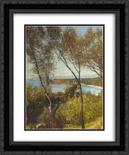 A Ligurian Bay 20x24 Black Ornate Wood Framed Art Print Poster with Double Matting by La Thangue, Henry Herbert