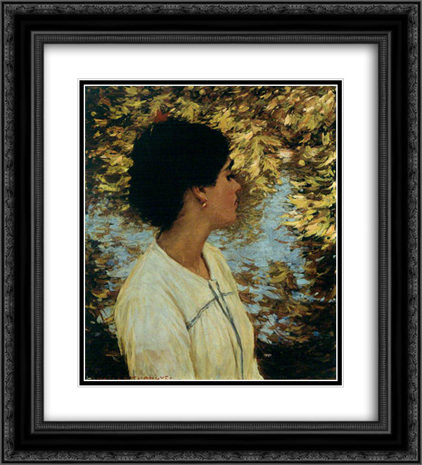 An Andalucian 20x22 Black Ornate Wood Framed Art Print Poster with Double Matting by La Thangue, Henry Herbert
