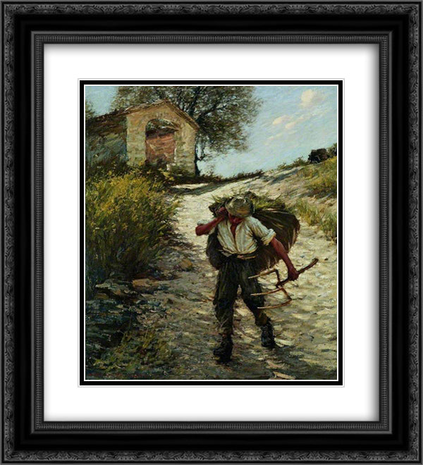Ancient Provencal Road 20x22 Black Ornate Wood Framed Art Print Poster with Double Matting by La Thangue, Henry Herbert