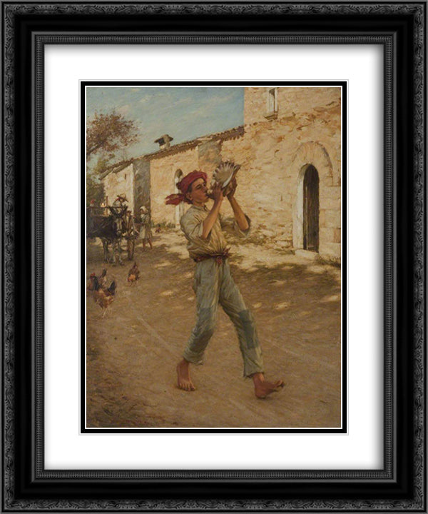 Crying Fish in Spain 20x24 Black Ornate Wood Framed Art Print Poster with Double Matting by La Thangue, Henry Herbert