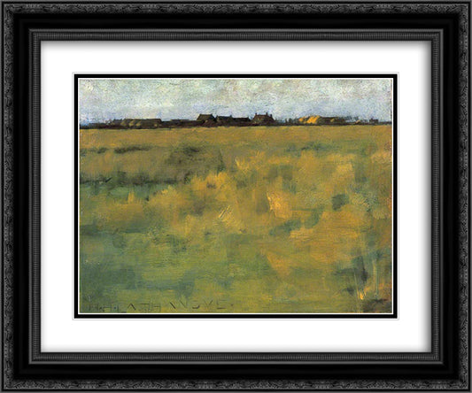 Farm Near Horsey, Norfolk 24x20 Black Ornate Wood Framed Art Print Poster with Double Matting by La Thangue, Henry Herbert