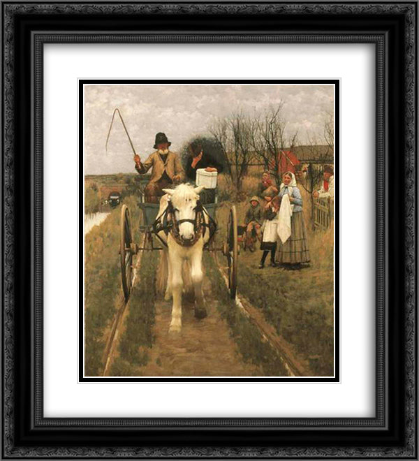 Leaving Home 20x22 Black Ornate Wood Framed Art Print Poster with Double Matting by La Thangue, Henry Herbert