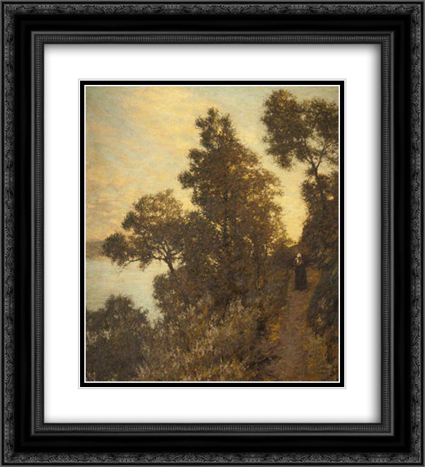 Ligurian Bridle Path 20x22 Black Ornate Wood Framed Art Print Poster with Double Matting by La Thangue, Henry Herbert