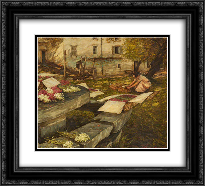 Packing Stocks 22x20 Black Ornate Wood Framed Art Print Poster with Double Matting by La Thangue, Henry Herbert