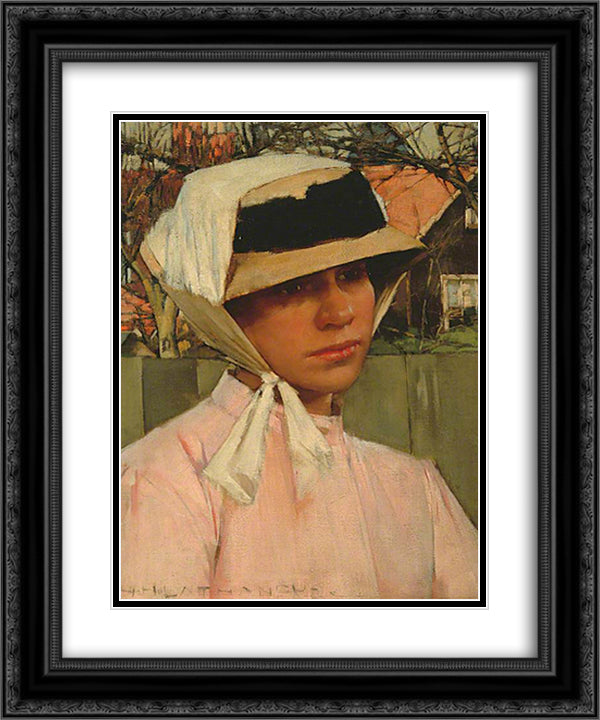 Portrait of a Young Girl 20x24 Black Ornate Wood Framed Art Print Poster with Double Matting by La Thangue, Henry Herbert
