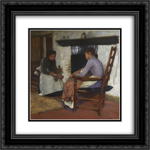 Some Poor People 20x20 Black Ornate Wood Framed Art Print Poster with Double Matting by La Thangue, Henry Herbert