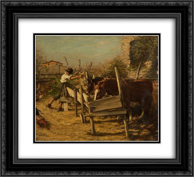 The Appian Way 22x20 Black Ornate Wood Framed Art Print Poster with Double Matting by La Thangue, Henry Herbert