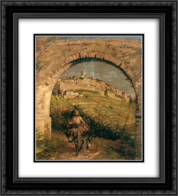 The Aqueduct 20x22 Black Ornate Wood Framed Art Print Poster with Double Matting by La Thangue, Henry Herbert