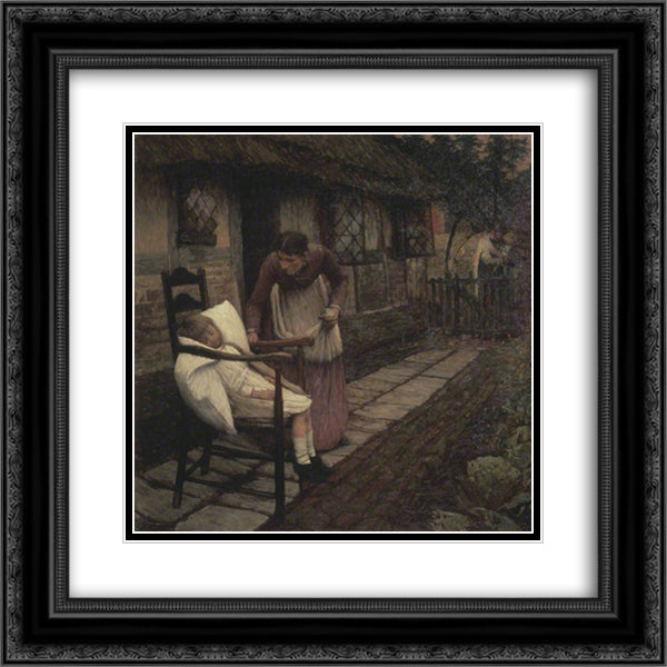 The Man with the Scythe 20x20 Black Ornate Wood Framed Art Print Poster with Double Matting by La Thangue, Henry Herbert