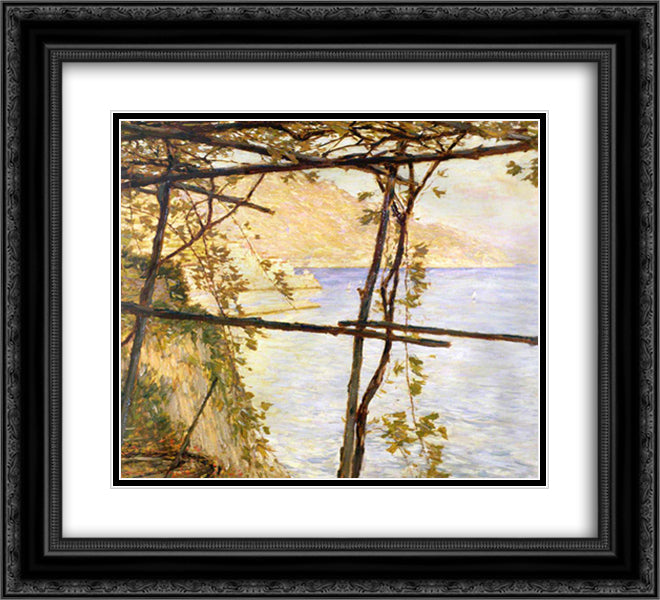 Trellised Vines 22x20 Black Ornate Wood Framed Art Print Poster with Double Matting by La Thangue, Henry Herbert