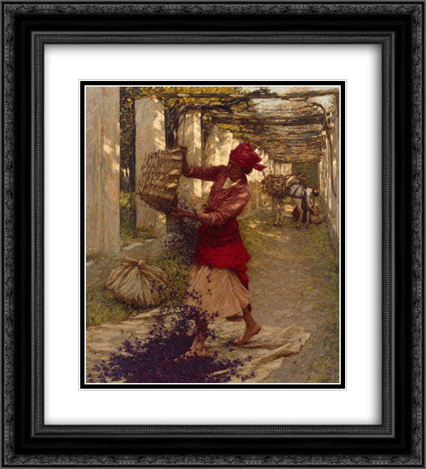 Violets for Perfume 20x22 Black Ornate Wood Framed Art Print Poster with Double Matting by La Thangue, Henry Herbert