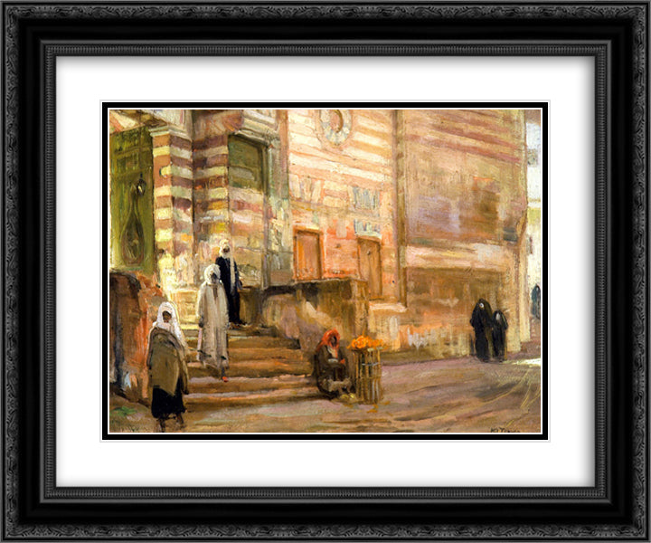 A Mosque in Cairo 24x20 Black Ornate Wood Framed Art Print Poster with Double Matting by Tanner, Henry Ossawa