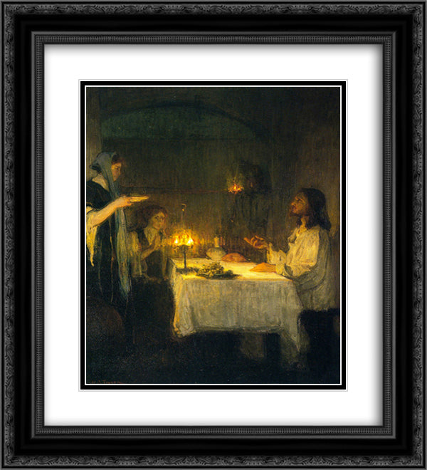 Christ at the Home of Mary and Martha 20x22 Black Ornate Wood Framed Art Print Poster with Double Matting by Tanner, Henry Ossawa