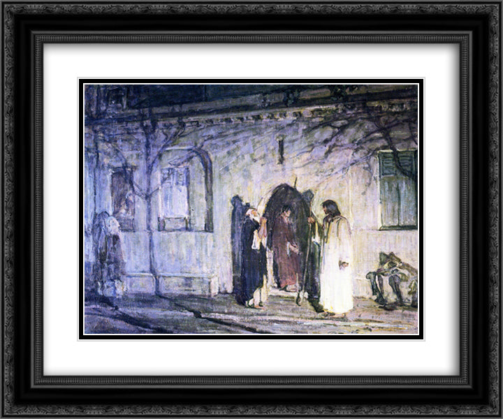 Christ with the Canaanite Woman and Her Daughter 24x20 Black Ornate Wood Framed Art Print Poster with Double Matting by Tanner, Henry Ossawa