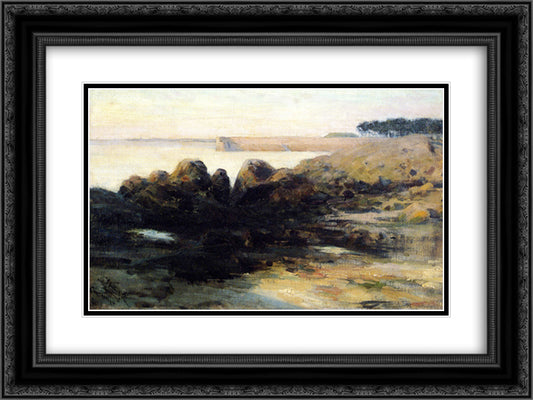 Concarneau 24x18 Black Ornate Wood Framed Art Print Poster with Double Matting by Tanner, Henry Ossawa