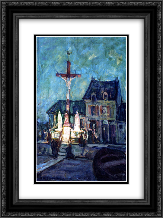 Fishermen's Devotions, etaples 18x24 Black Ornate Wood Framed Art Print Poster with Double Matting by Tanner, Henry Ossawa