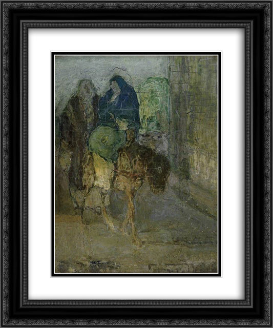 Flight Into Egypt 20x24 Black Ornate Wood Framed Art Print Poster with Double Matting by Tanner, Henry Ossawa