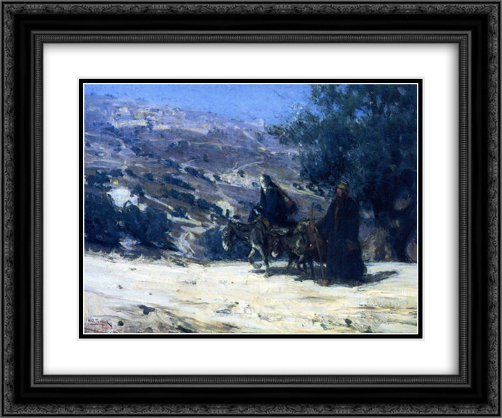 Flight into Egypt 24x20 Black Ornate Wood Framed Art Print Poster with Double Matting by Tanner, Henry Ossawa