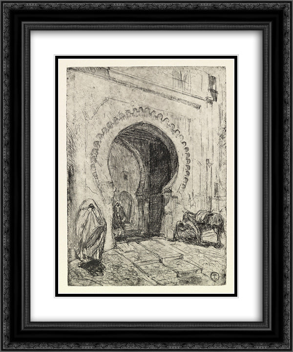 Gate in Tangier 20x24 Black Ornate Wood Framed Art Print Poster with Double Matting by Tanner, Henry Ossawa