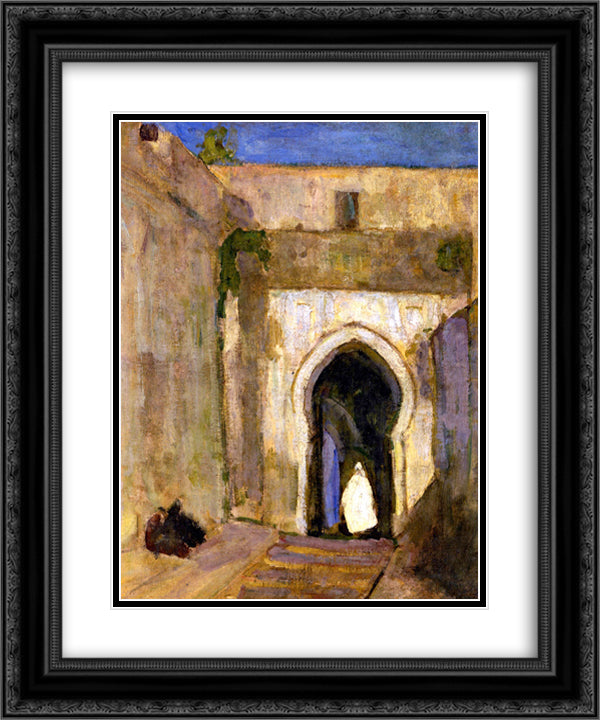 Gateway Tangier 20x24 Black Ornate Wood Framed Art Print Poster with Double Matting by Tanner, Henry Ossawa