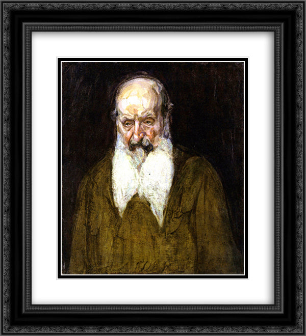 Head of a Jew in Palestine 20x22 Black Ornate Wood Framed Art Print Poster with Double Matting by Tanner, Henry Ossawa