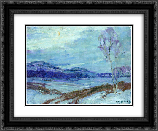 Landscape in Moonlight 24x20 Black Ornate Wood Framed Art Print Poster with Double Matting by Tanner, Henry Ossawa