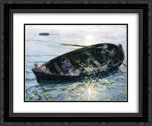 Miraculous Haul of Fishes 24x20 Black Ornate Wood Framed Art Print Poster with Double Matting by Tanner, Henry Ossawa