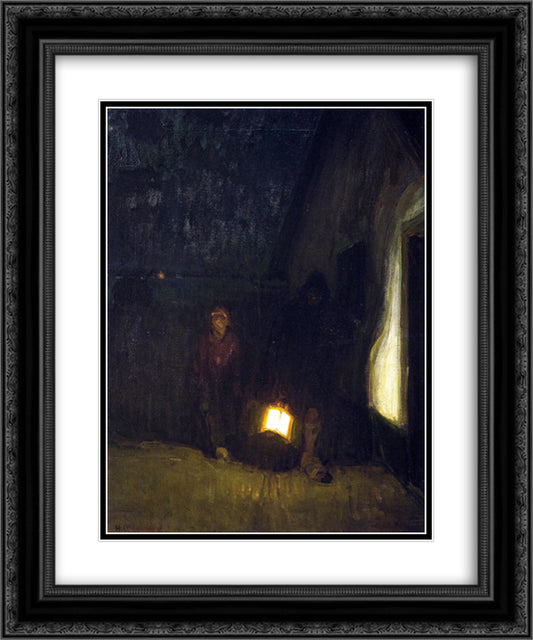 Night 20x24 Black Ornate Wood Framed Art Print Poster with Double Matting by Tanner, Henry Ossawa