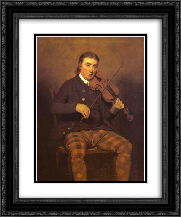 Portrait of Niel Gow 20x24 Black Ornate Wood Framed Art Print Poster with Double Matting by Raeburn, Henry