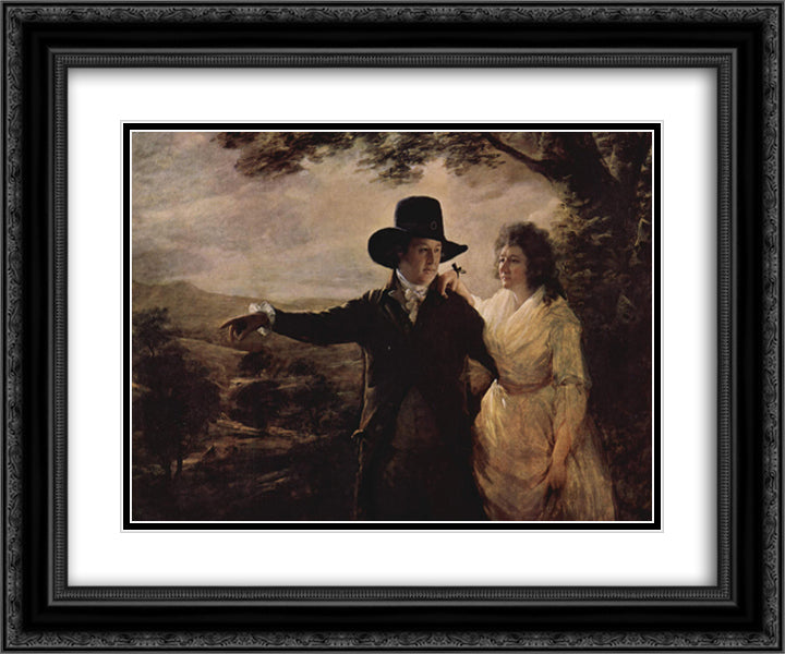 Portrait of Sir John and Lady Clerk of Penicuik 24x20 Black Ornate Wood Framed Art Print Poster with Double Matting by Raeburn, Henry