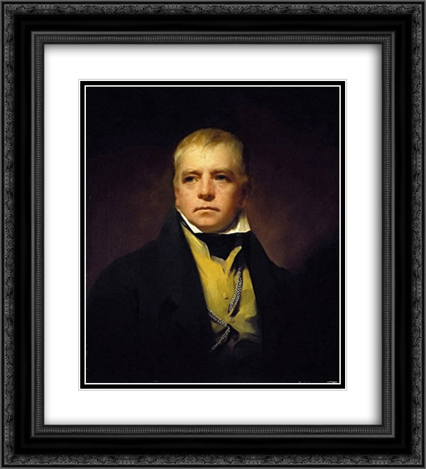 Portrait of Sir Walter Scott 20x22 Black Ornate Wood Framed Art Print Poster with Double Matting by Raeburn, Henry
