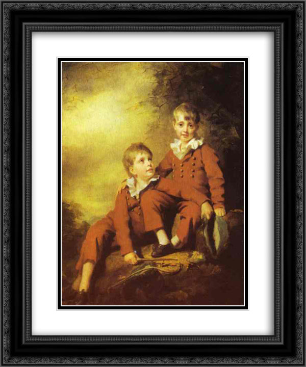 Portrait of the Binning Children 20x24 Black Ornate Wood Framed Art Print Poster with Double Matting by Raeburn, Henry