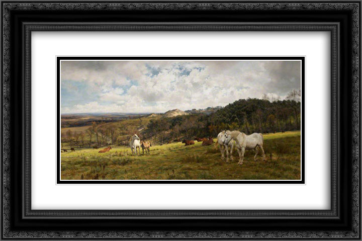 A Gleamy Day in Picardy 24x16 Black Ornate Wood Framed Art Print Poster with Double Matting by Davis, Henry William Banks