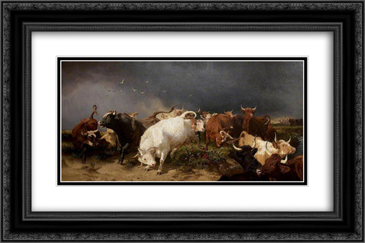 A Panic 24x16 Black Ornate Wood Framed Art Print Poster with Double Matting by Davis, Henry William Banks