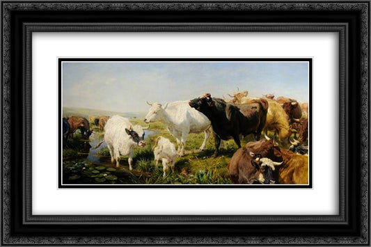 A Summer Afternoon 24x16 Black Ornate Wood Framed Art Print Poster with Double Matting by Davis, Henry William Banks
