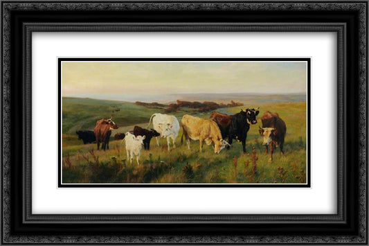 Evening Light 24x16 Black Ornate Wood Framed Art Print Poster with Double Matting by Davis, Henry William Banks