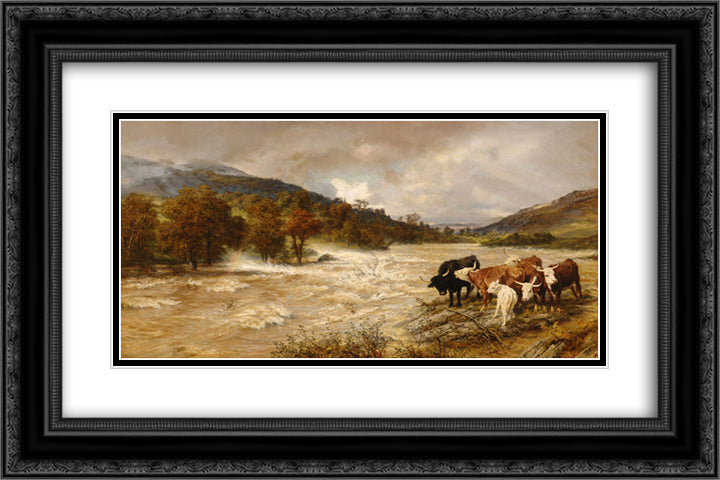The Flood 24x16 Black Ornate Wood Framed Art Print Poster with Double Matting by Davis, Henry William Banks